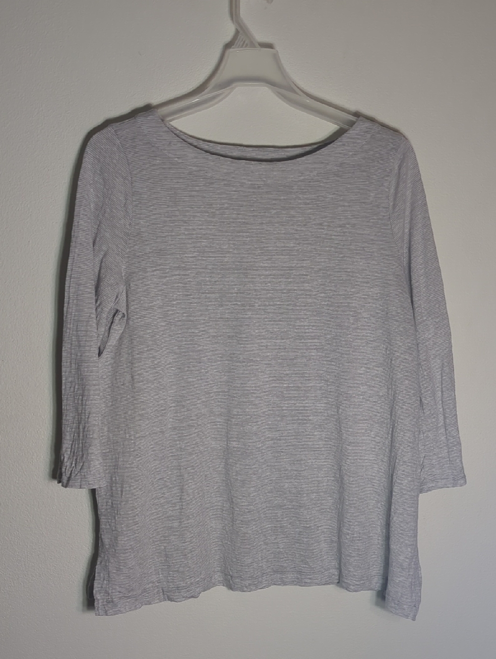 Eileen Fisher Women's Shirt 100% Organic Linen Striped Quiet Luxury Neutral XL‎